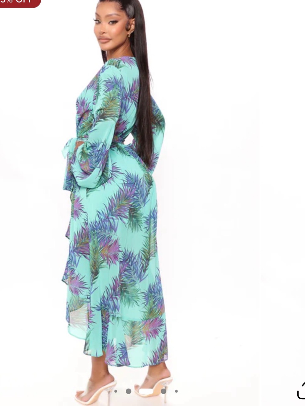 Fashion Nova Teal Tropical Print Midi Dress - Picture 3 of 12